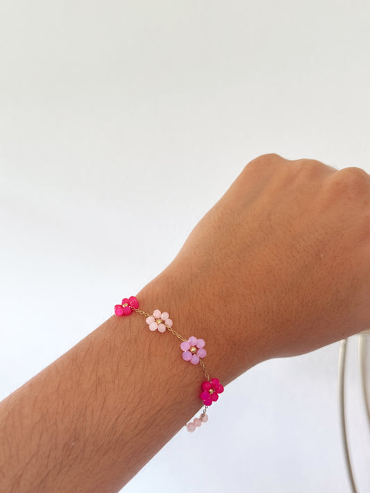 Brazalete- Florecitas- rosa