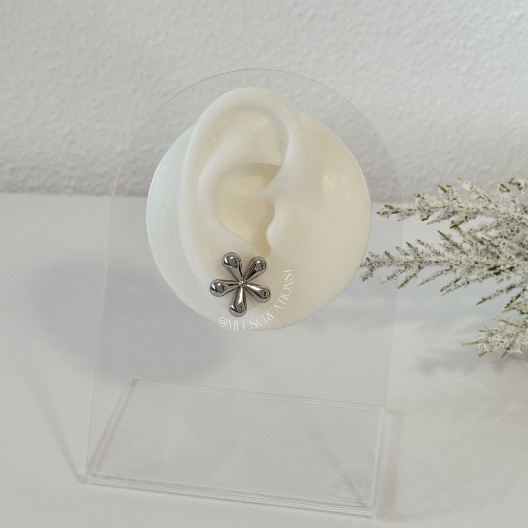 Aretes Flor - plata